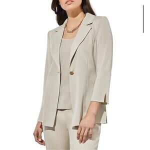 Ming Wang Notch Lapel 3/4 Sleeve Knit Blazer Jacket ($315 retail), Size M